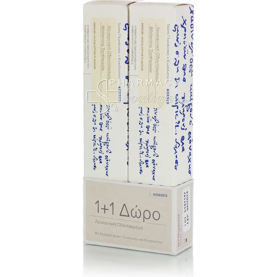 Korres Whitening Отбеливающая зубная паста Анис и Эвкалипт 2х75 мл: цены и характеристики