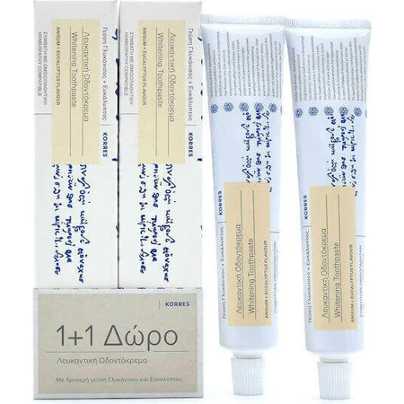 Korres Whitening Отбеливающая зубная паста Анис и Эвкалипт 2х75 мл: цены и характеристики