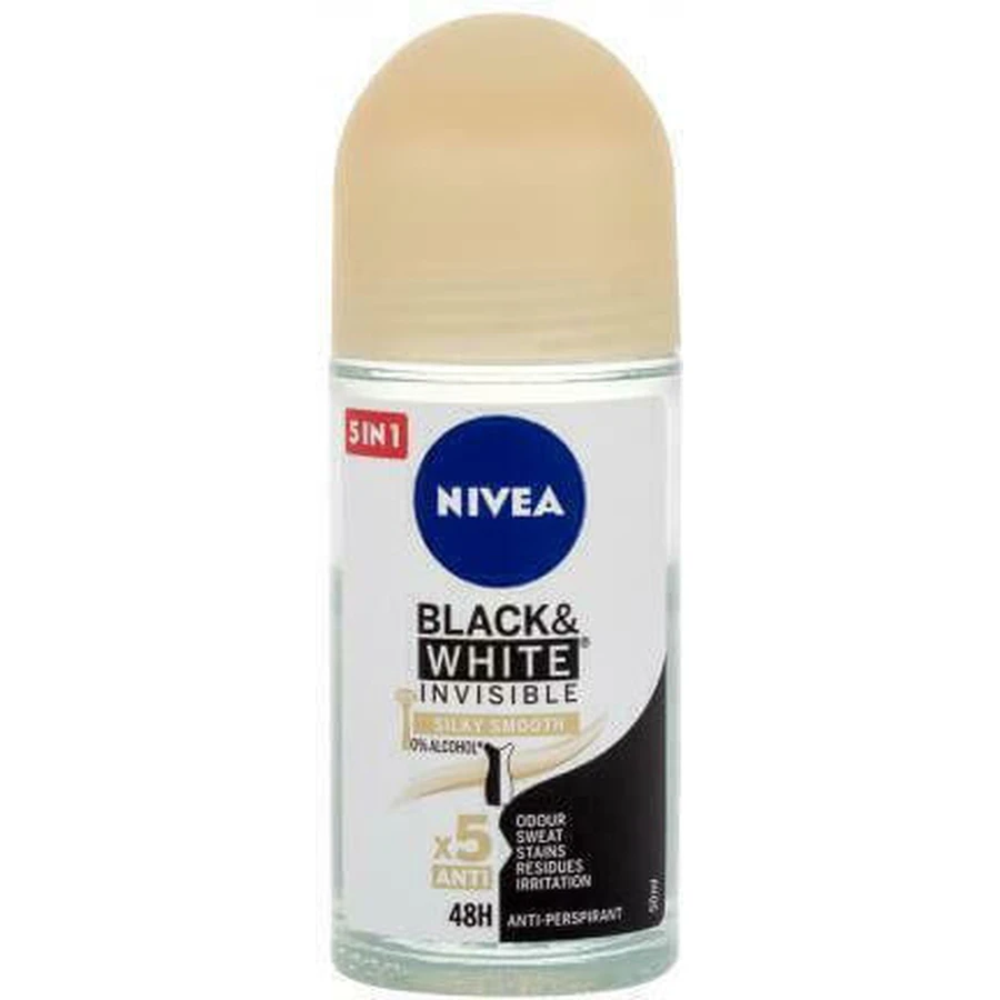 Nivea Black & White Invisible Невидимий Шовковисто-гладкий після гоління антиперспірант-дезодорант 48 год в рулоні 50 мл: ціни та характеристики
