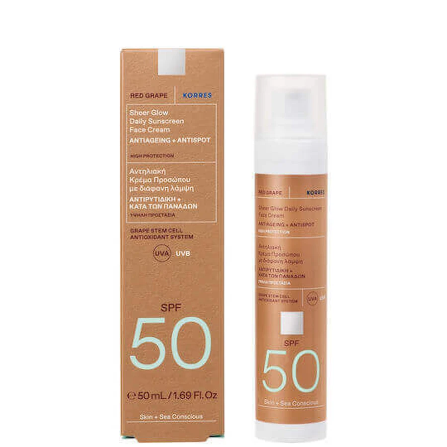 Сонцезахисний крем для обличчя Korres з червоним виноградом SPF50 50мл: ціни та характеристики