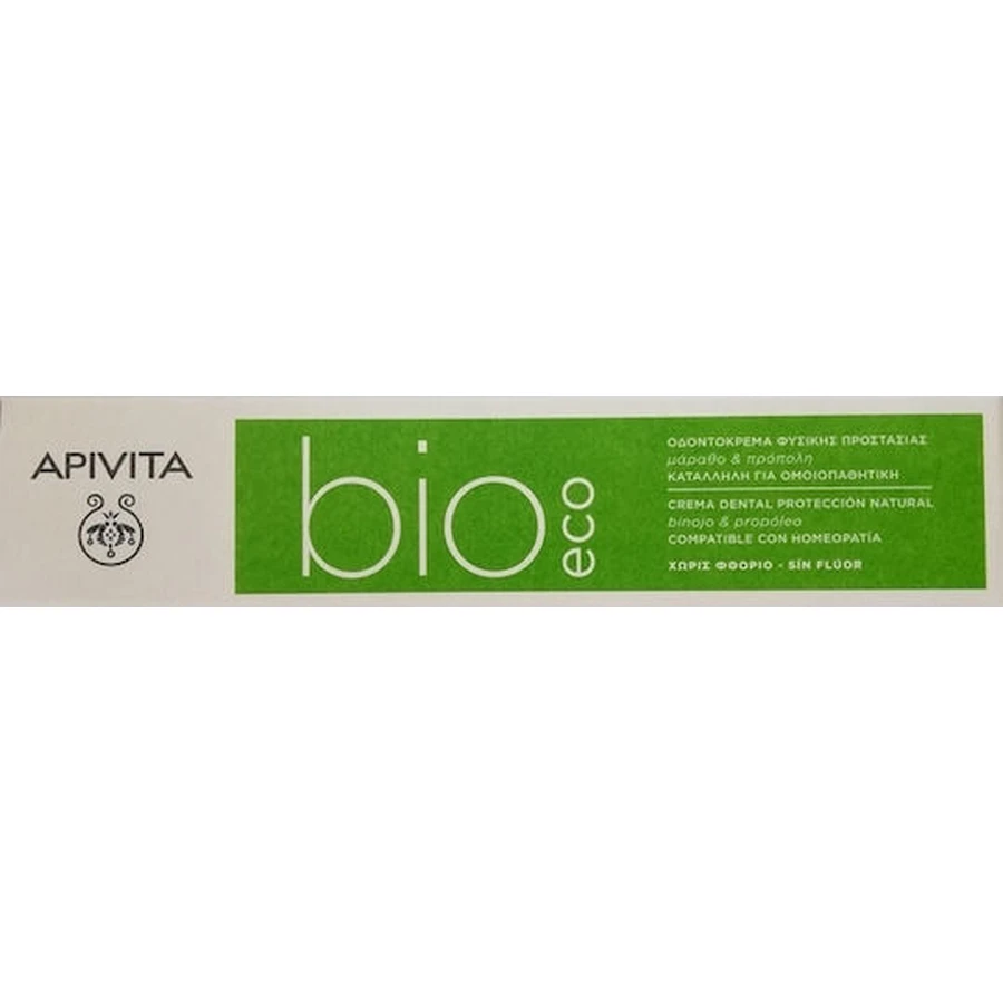Apivita Bio-Eco Зубна паста без фтору від гінгівіту, зубного нальоту та карієсу з фенхелем та прополісом Ecological Eco Eco 75мл: ціни та характеристики