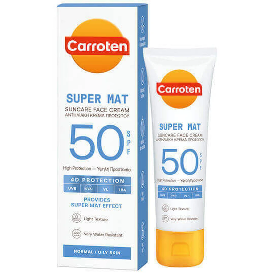 Carroten Super Mat Водостойкий солнцезащитный крем для лица SPF50 50 мл: цены и характеристики