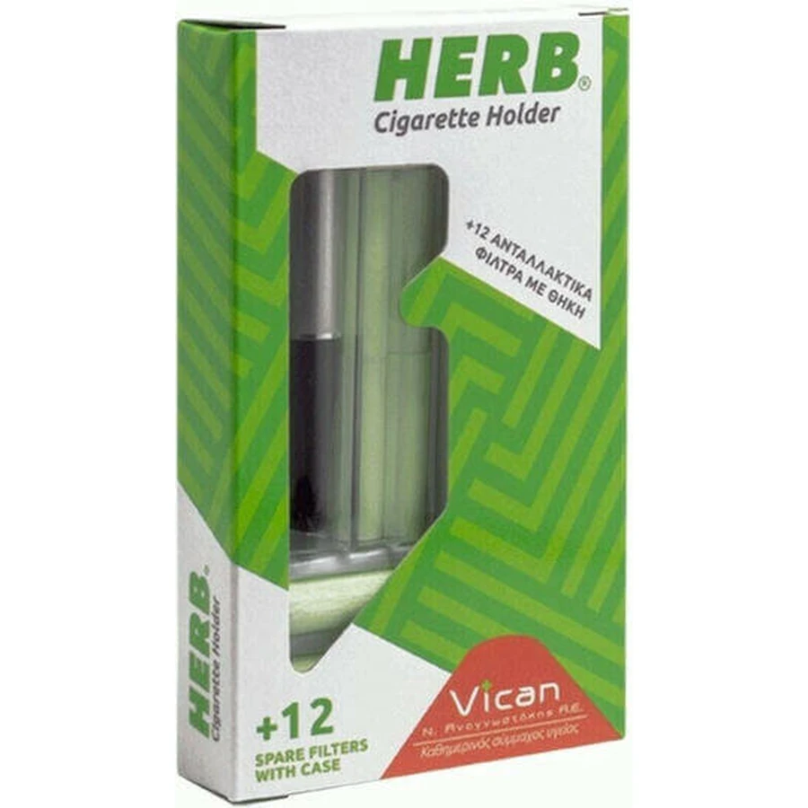 Vican Herb Держатель для сигарет золотой + 12 фильтров + серебряный кисет для отказа от курения 12шт: цены и характеристики