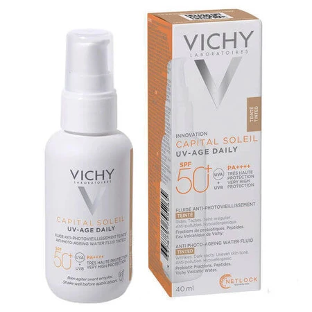 Vichy Capital Soleil UV-Age Щоденний сонцезахисний крем для обличчя SPF50 зі світлим пігментом 40 мл: ціни та характеристики