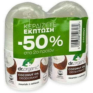 Dr.Organic Кокосовое масло дезодорант ролл-он без алюминия 2х50 мл