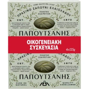 Зелене мило Papoutsanis Pure Olive Green 4x125gr