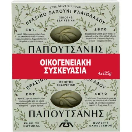 Зелене мило Papoutsanis Pure Olive Green 4x125gr: ціни та характеристики