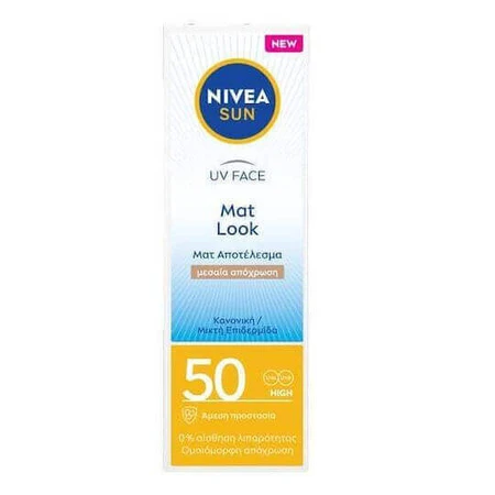 Nivea Sun UV Face Mat Mat Look Водостійкий сонцезахисний крем для обличчя SPF50 з пігментом середнього відтінку 50 мл: ціни та характеристики