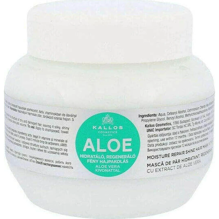 Маска для волосся Kallos Aloe Vera Aloe Vera Зволожуюча маска для відновлення блиску 275 мл: ціни та характеристики