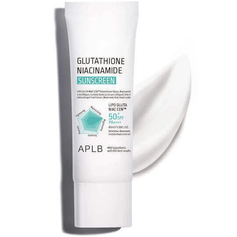 APLB Глутатион Ниацинамид Солнцезащитный крем для лица SPF50+ 40 мл: цены и характеристики