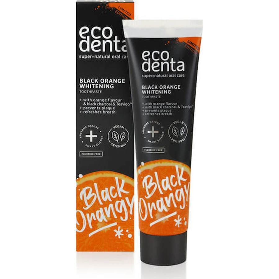 Ecodenta Black Orange Відбілююча зубна паста з активованим вугіллям та без фтору для відбілювання 100мл: ціни та характеристики