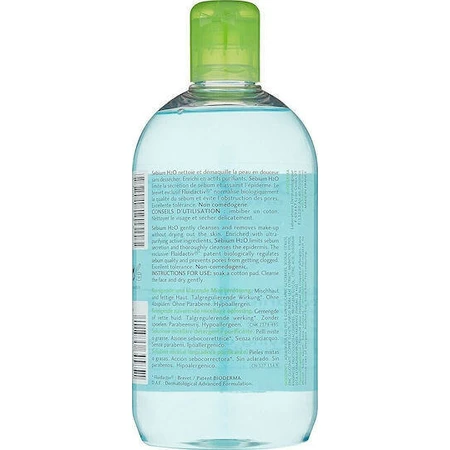 Міцелярна вода для зняття макіяжу Bioderma Sebium Η2Ο Міцелярна вода для зняття макіяжу з обличчя для шкіри, схильної до акне 500 мл: ціни та характеристики