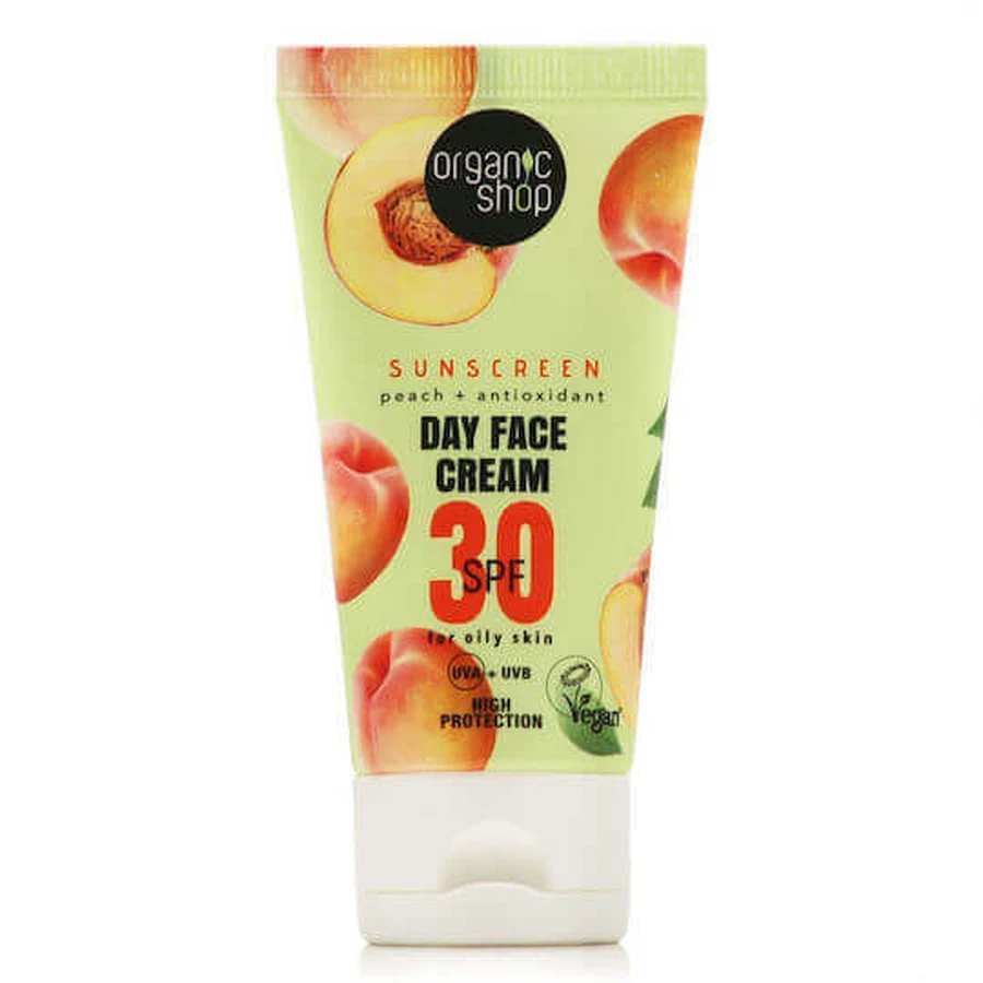 Organic Shop Персиковый солнцезащитный крем для лица SPF30 50 мл: цены и характеристики