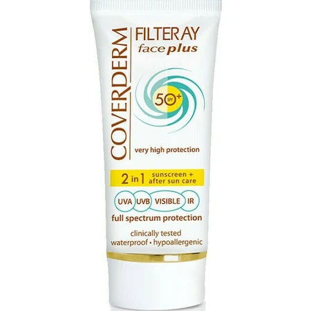 Coverderm Filteray Plus 2 в 1 Солнцезащитный крем и крем после загара для лица SPF50 50 мл: цены и характеристики