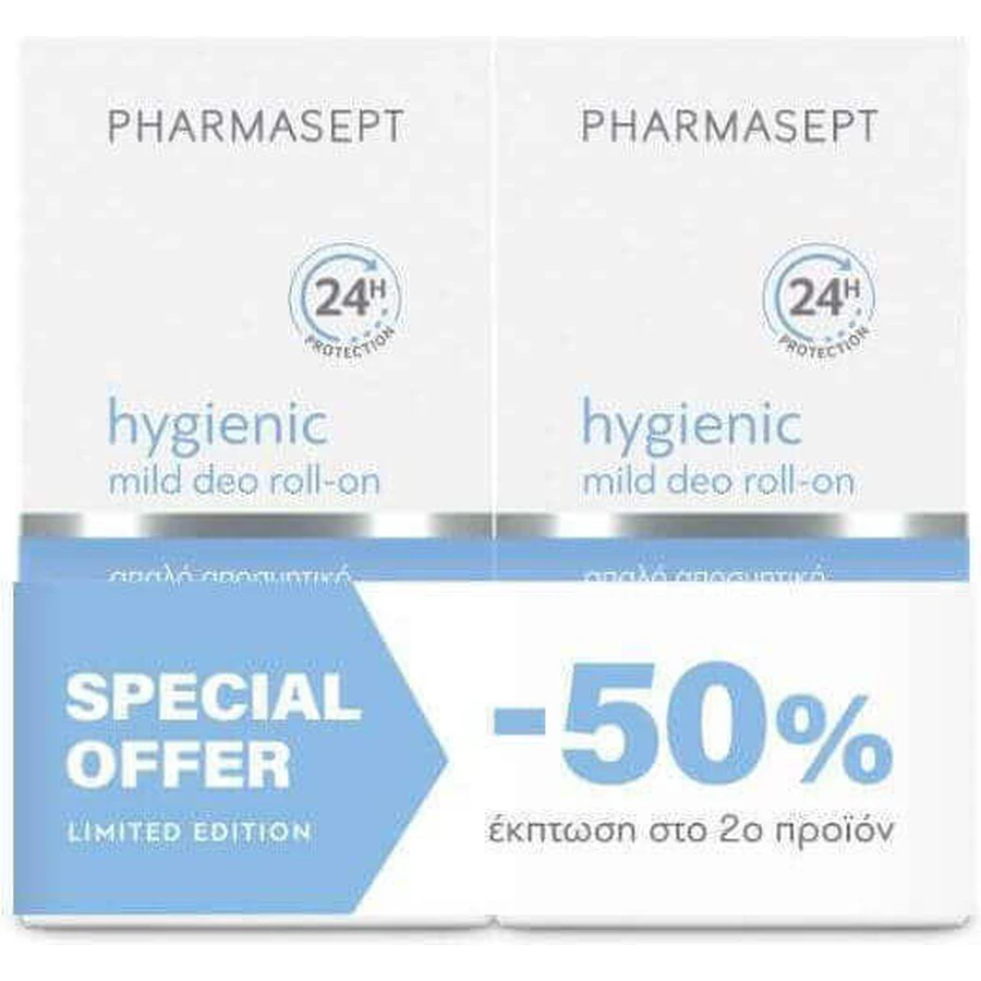 Дезодорант Pharmasept Hygienic Гігієнічний легкий дезодорант 24 години рулонний без алюмінію 2х50мл: ціни та характеристики