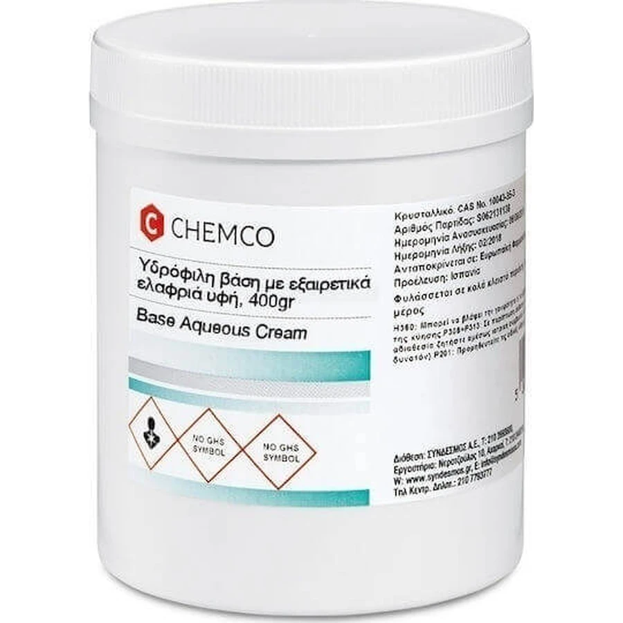 Chemco Base Aqueous Cream Гідрофільний базовий крем 400гр: ціни та характеристики