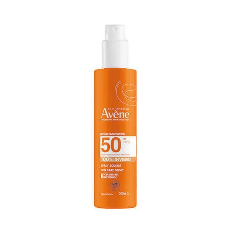Eau Thermale Avène 100% невидимий водостійкий лосьйон для обличчя та тіла SPF50+ спрей 200 мл: ціни та характеристики