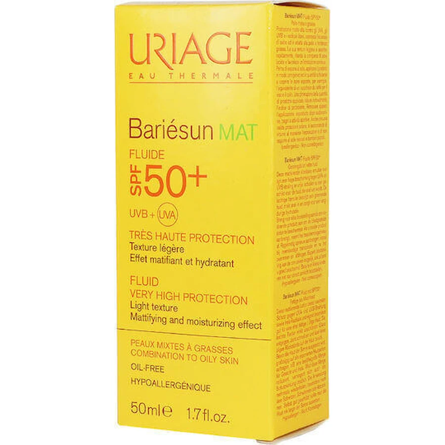 Водостійкий лосьйон для обличчя Uriage Bariesun Bariesun Mat Fluid Водостійкий лосьйон для обличчя SPF50 50мл: ціни та характеристики