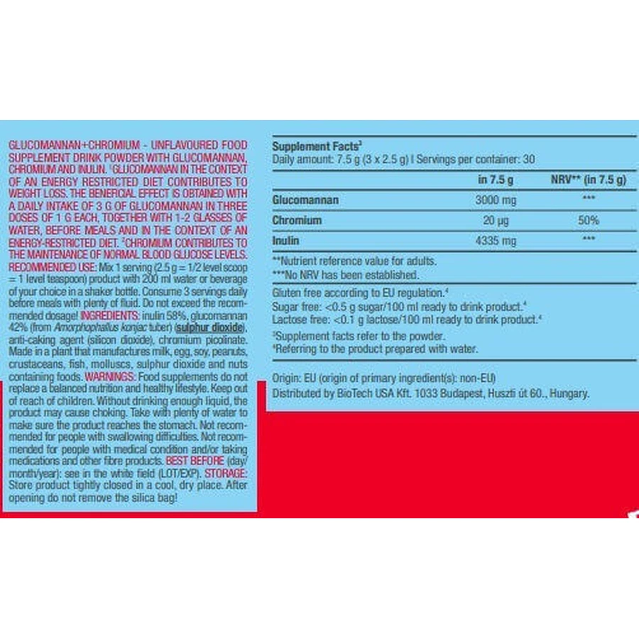 Biotech USA Глюкоманнан + Хром со вкусом без ароматизаторов 225гр: цены и характеристики