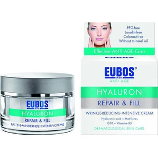 Eubos Repair & Fill Увлажняющий, антивозрастной и тонизирующий дневной крем для лица с гиалуроновой кислотой и пептидами 50 мл