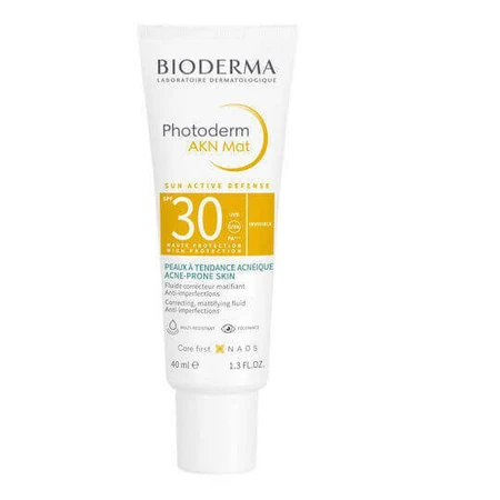 Bioderma Photoderm AKN AKN Mat Fluid Водостійкий крем для обличчя із захистом від сонця SPF30 40мл: ціни та характеристики