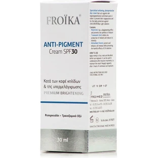 Фройка Антипігментний денний крем для обличчя з SPF30 проти пігментних плям з вітаміном С та пептидами 30мл