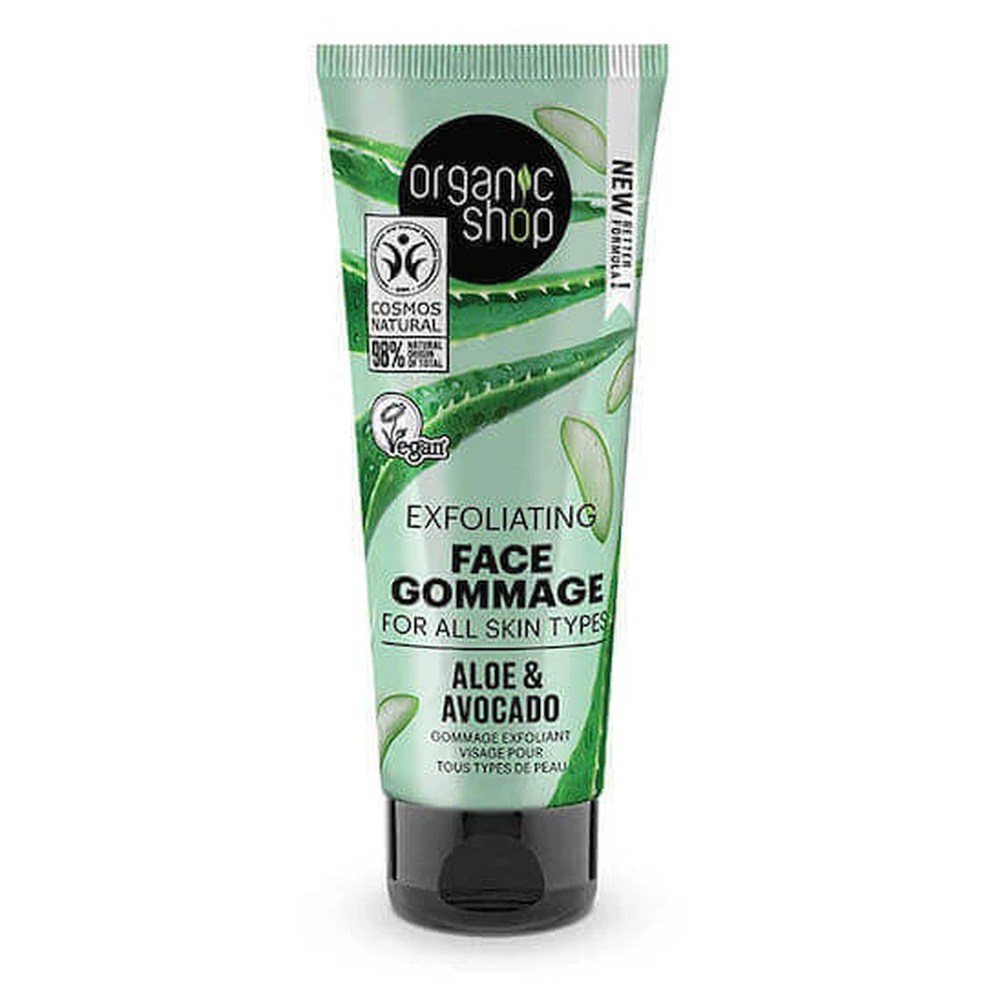 Глибоко очищувальний пілінг для обличчя з алое та авокадо від Organic Shop 75 мл: ціни та характеристики