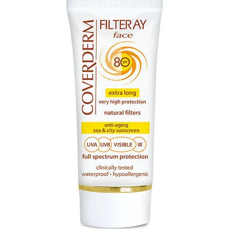 Coverderm Filteray Водостойкий солнцезащитный крем для лица SPF80 50 мл: цены и характеристики