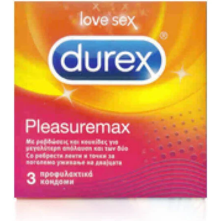 Дюрекс преконсервант Pleasure Max ребристий 3шт: ціни та характеристики