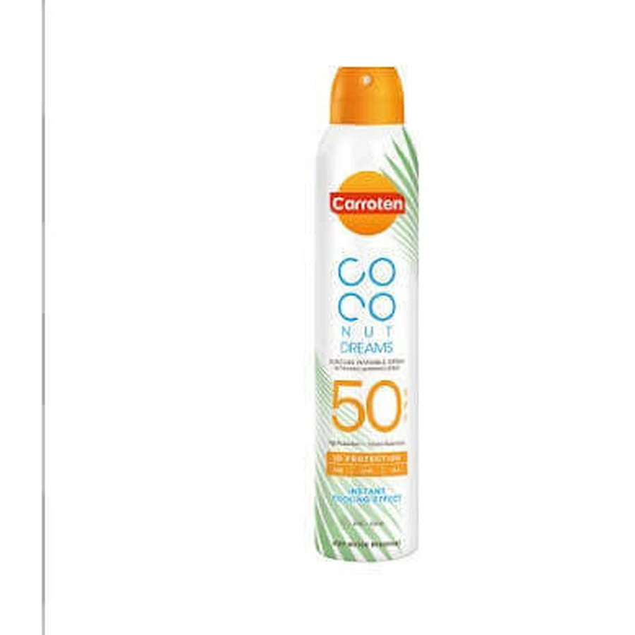 Морквяний кокос Coconut Dreams Сонцезахисний водостійкий спрей для тіла SPF50 200 мл: ціни та характеристики