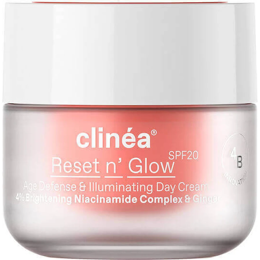 Clinea Reset n' Glow Дневной крем для лица с SPF20 против старения и сияния с ниацинамидом и пребиотиками 50 мл: цены и характеристики