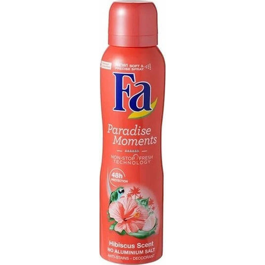 Дезодорант-спрей Fa Paradise Moments Аромат гібіскусу 48 год Дезодорант-спрей 48 год Без алюмінію 150 мл: ціни та характеристики