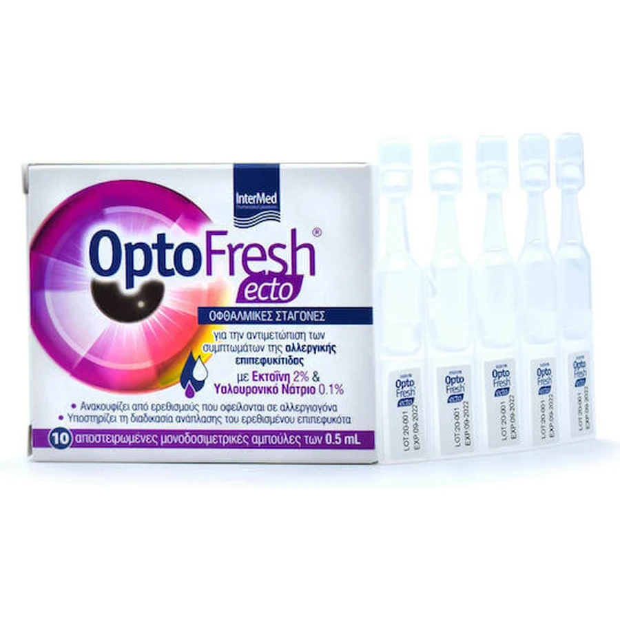 Краплі очні з гіалуроновою кислотою InterMed OptoFresh Ecto 10х0,5мл: ціни та характеристики