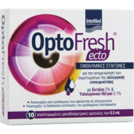 Краплі очні з гіалуроновою кислотою InterMed OptoFresh Ecto 10х0,5мл: ціни та характеристики