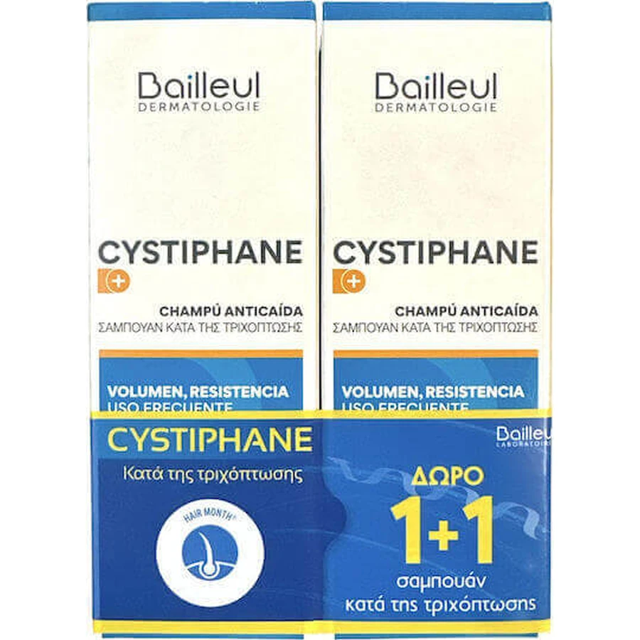 Bailleul Laboratoires Cystiphane Шампунь от выпадения волос для чувствительной кожи головы для всех типов волос 2х200 мл: цены и характеристики