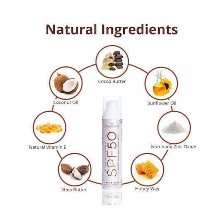 Cocosolis Натуральный минеральный солнцезащитный лосьон для лица и тела SPF50 100 мл: цены и характеристики