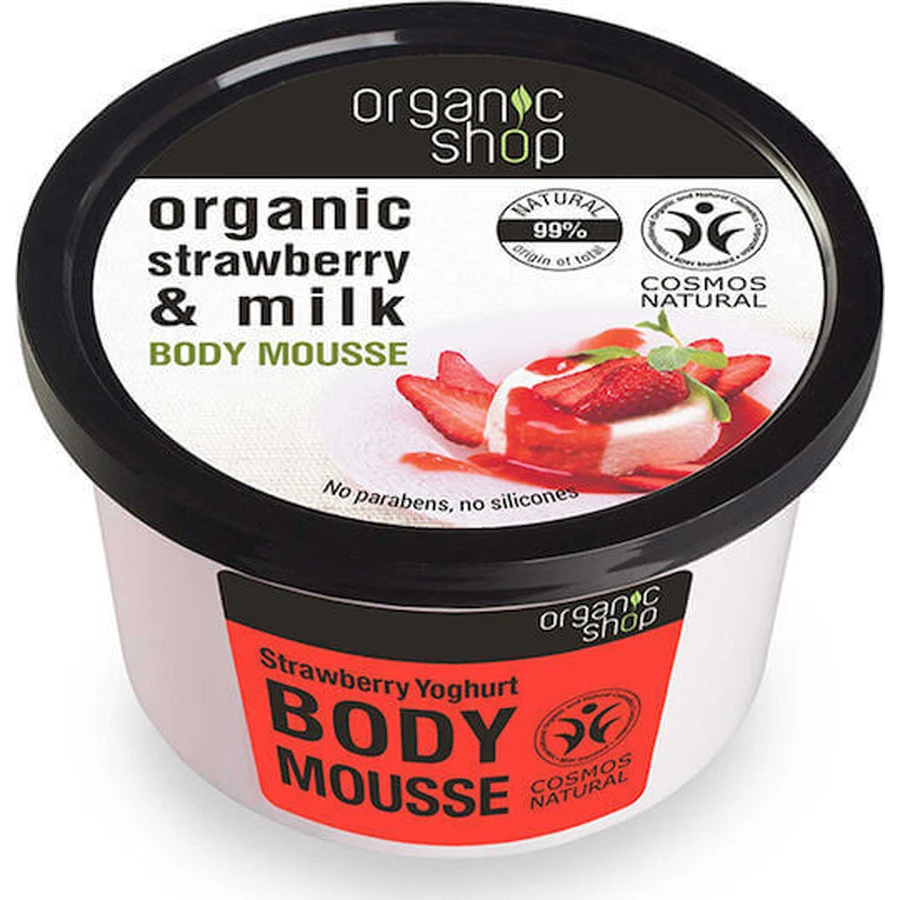 Зволожуючий мус для тіла з полуницею та молоком від Organic Shop 250 мл: ціни та характеристики