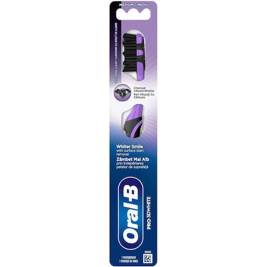 Зубная щетка Oral-B Pro3d White с древесным углем средняя белая: цены и характеристики