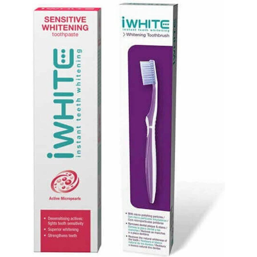 iWhite Sensitive Відбілююча зубна паста для чутливих зубів та відбілювання & Зубна щітка миттєвого відбілювання 75 мл: ціни та характеристики