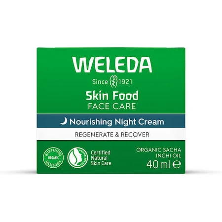 Weleda Skin Food Нічний зволожуючий та відновлюючий крем для обличчя з колагеном та центеллою азіатською 40мл: ціни та характеристики