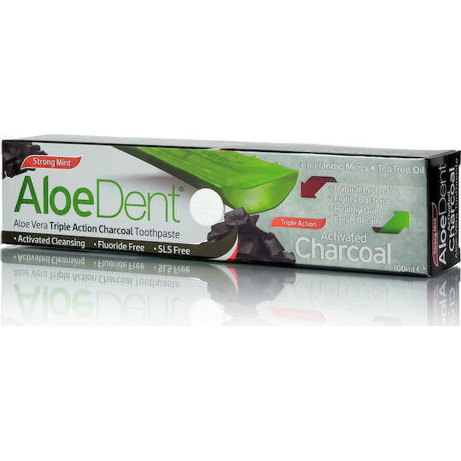 Optima Naturals AloeDent AloeDent Зубная паста тройного действия с активированным углем и без фтора для отбеливания и удаления зубного налета 100 мл: цены и характеристики