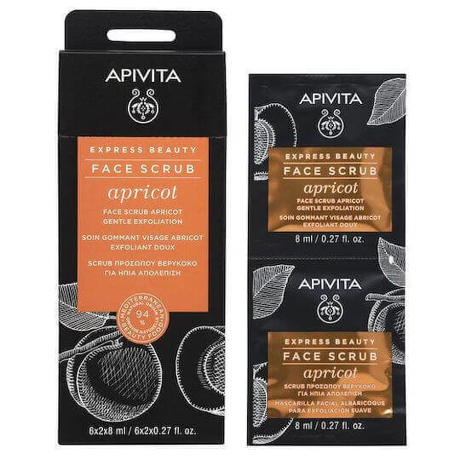 Apivita Express Beauty Абрикосовий скраб-гель для обличчя для нормальної/сухої шкіри 16мл: ціни та характеристики