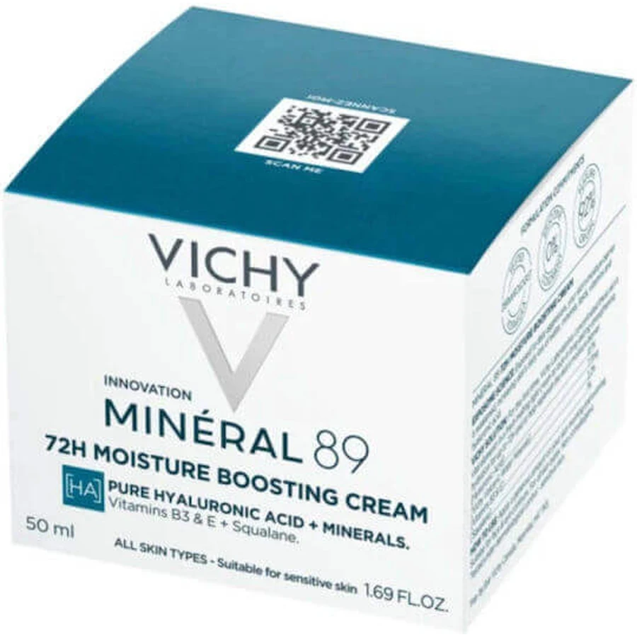 Vichy Mineral 89 Day Увлажняющий дневной крем для лица с гиалуроновой кислотой и ниацинамидом 72 часа 50 мл 50 мл: цены и характеристики