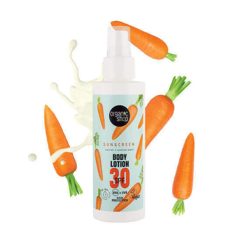 Organic Shop Морква Морква Сонцезахисний лосьйон для тіла SPF30 Лосьйон-спрей для тіла SPF30 150 мл: ціни та характеристики