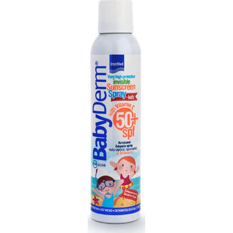 InterMed Babyderm Водостійкий дитячий сонцезахисний крем-спрей SPF50 200 мл: ціни та характеристики