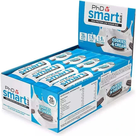 Батончики PhD Smart Bars с 20 г белка и вкусом печенья и сливок 12x64 г: цены и характеристики