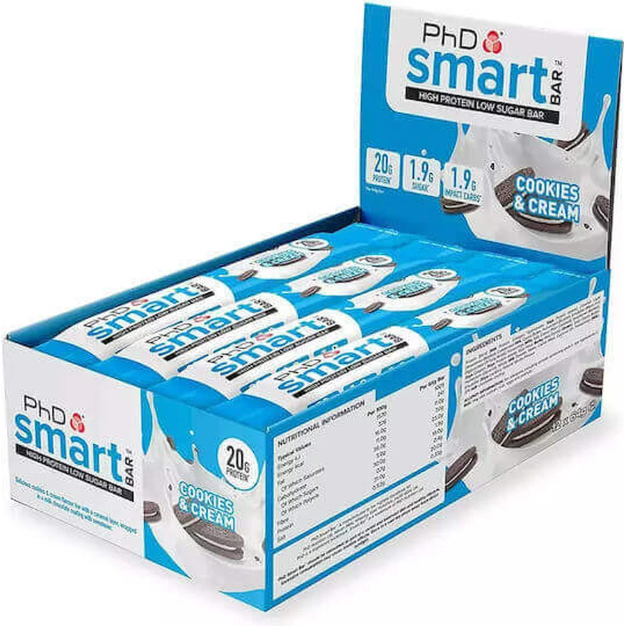 Батончики PhD Smart Bars с 20 г белка и вкусом печенья и сливок 12x64 г: цены и характеристики