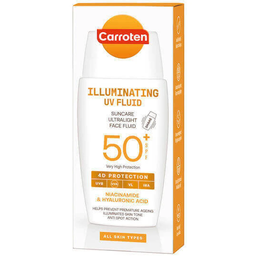 Морквяний сонцезахисний лосьйон для обличчя Flu Light SPF50+ 50 мл: ціни та характеристики