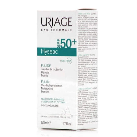 Uriage Hyseac Fluide SPF50 Водостойкий солнцезащитный лосьон для тела SPF50 50 мл: цены и характеристики