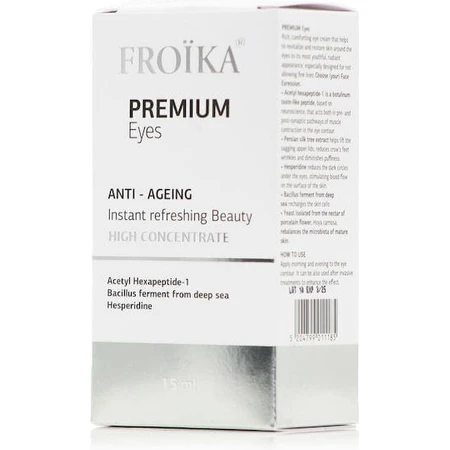 Froika Premium Eyes Крем проти зморшок і тонізуючий для шкіри навколо очей з гіалуроновою кислотою 15мл: ціни та характеристики
